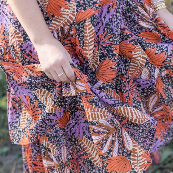 Anthro Mellody Flutter Sleeve Tiered Floral Midi Dress - Picture 11 of 14